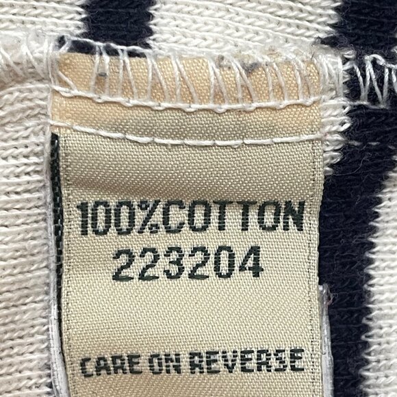 LL Bean 1/4 zip long sleeve top cream w/ navy stripes 100% cotton women's small - Picture 5 of 5